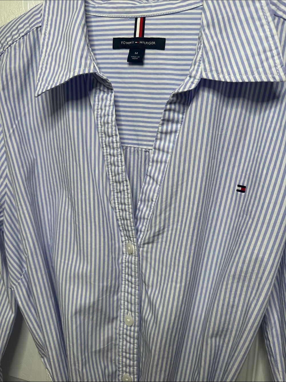 Tommy Hilfiger Blue & White Striped Shirt Dress with Tie Belt | Medium - Picture 7 of 9
